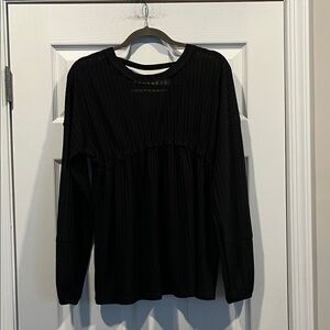 Elegant Black Long Sleeve Blouse. Goth, Retro, Baby Doll Design.